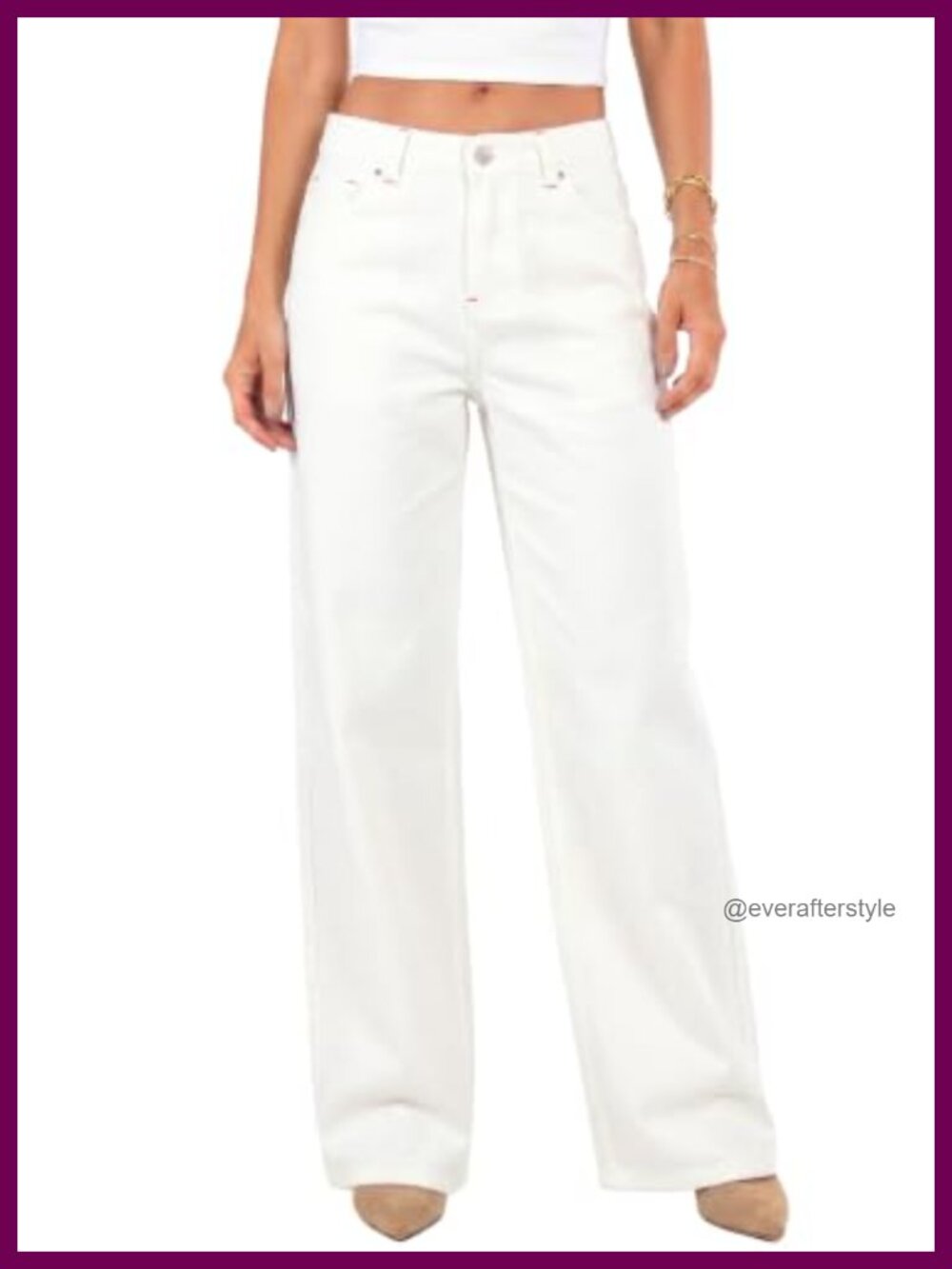High Waist Wide Leg Straight Stretch Jeans with Pockets Rivet Retro Denim Pants